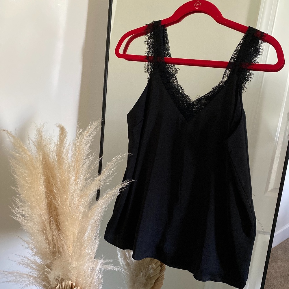 Silky black lace blouse